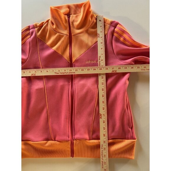 Adidas Y2K orange pink retro athleisure track jacket sz L streetwear 3 stripes - Picture 8 of 11